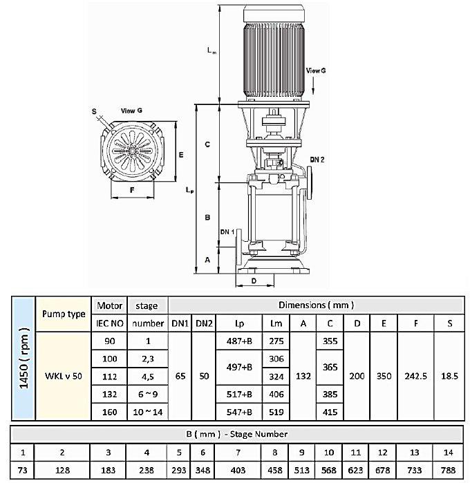 پمپ طبقاتی عمودی سمنان انرژی مدل WKLV-1 با موتور 1450 دور