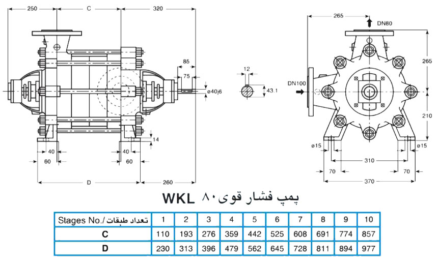 پمپ آب فشار قوی پمپیران مدل WKL80-4 با موتور 1450 دور