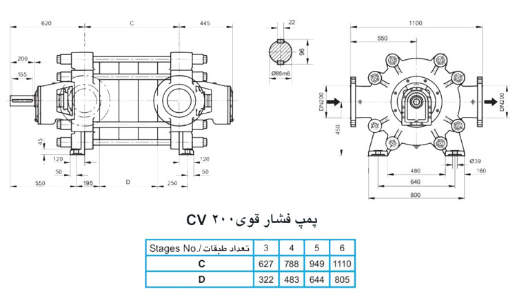 پمپ آب فشار قوی پمپیران مدل CV200-3a با موتور 1450 دور