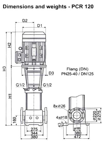 پمپ آب طبقاتی عمودی پمپیران مدل PCR120-3