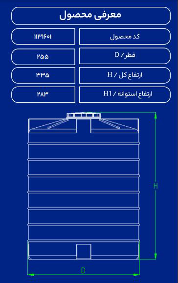 مخزن پلاستیکی 15000Lعمودی فین دارطبرستان