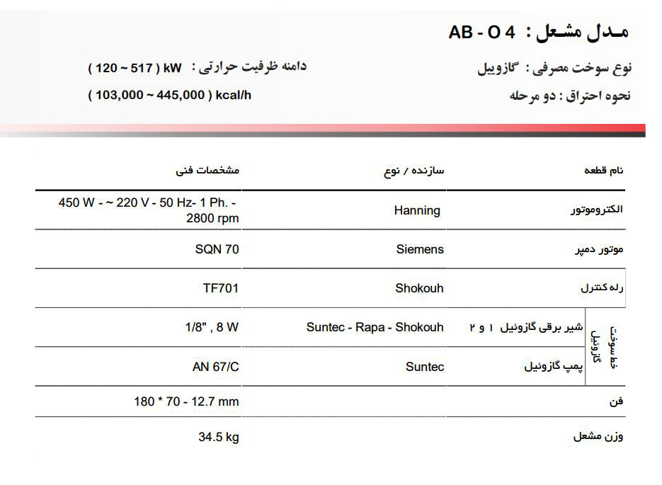 مشعل گازوئیل سوز آترا مدل AB-O4