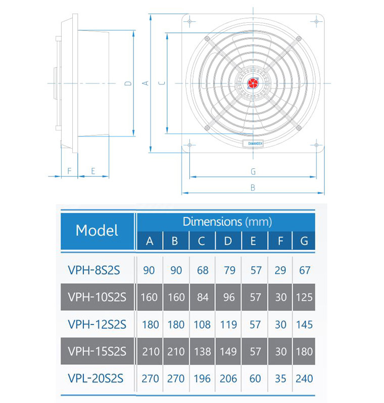 هواکش خانگی لوله‌ای توربو دمنده مدل VPH-10S2S