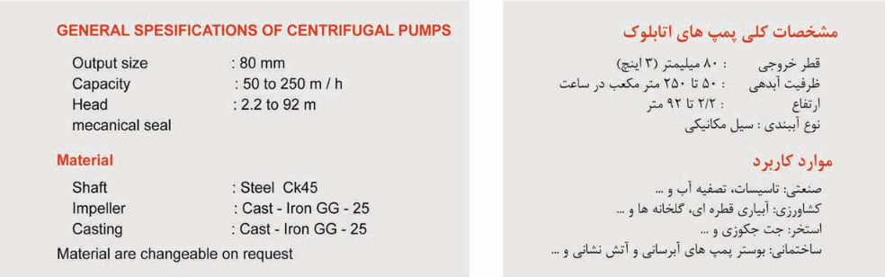 پمپ آب بهار پمپ مدل 250-80 با موتور 10 اسب