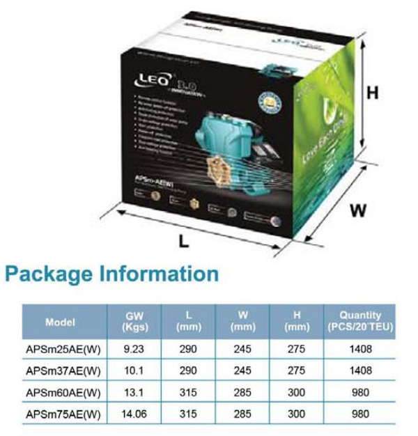 پمپ آب لئو محیطی خودمکش مدل APSm60AE(W)