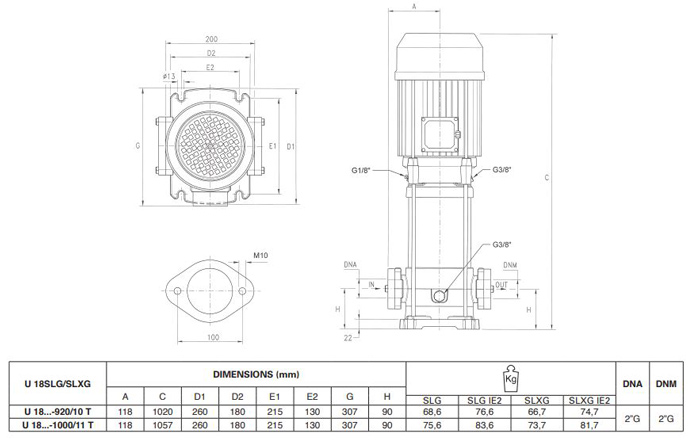 پمپ آب پنتاکس طبقاتی عمودی مدل U 18 SLG-1000/11T