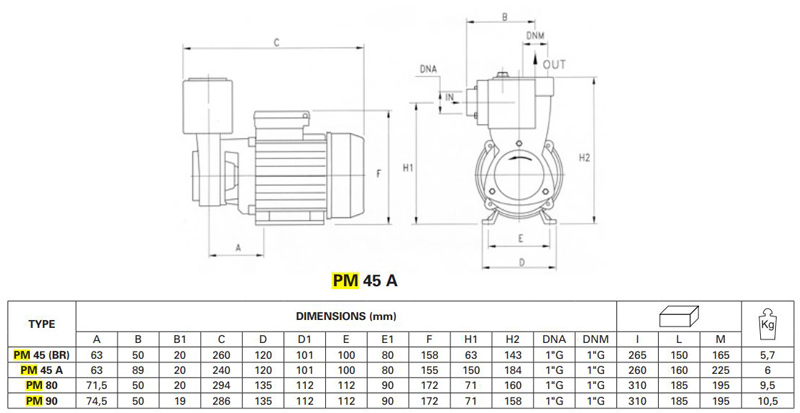 پمپ آب پنتاکس مدل PMT 45A