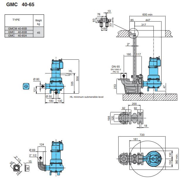 پمپ لجن کش کالپدا مدل GMC 40-65A-A