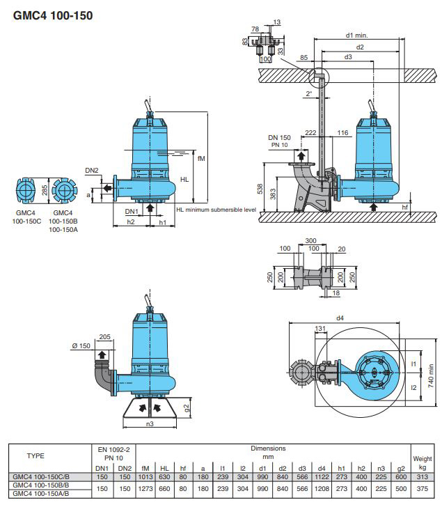 پمپ لجن کش کالپدا مدل GMC4 100-150A-B