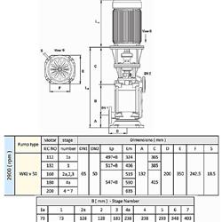 پمپ طبقاتی عمودی سمنان انرژی مدل WKLV-2 با موتور 1450 دور