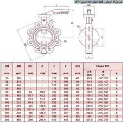 شیر پروانه ای سایز 150 بدون فلنچ انتهای خط اهرمی 16 بار میراب
