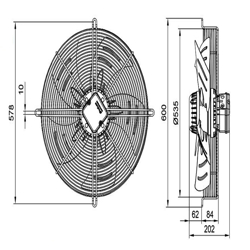 فن آکسیال دمنده ایلکا فلزی معکوس مدل VIK-50A4S2-L