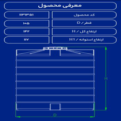 مخزن پلاستیکی 1000 لیتری عمودی فین دار سه لایه طبرستان