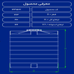 مخزن پلاستیکی 10000 لیتری عمودی کوتاه فین دار طبرستان