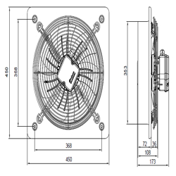 هواکش صنعتی ایلکا فلزی دمنده مدل VIK-35A4T