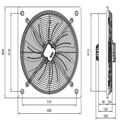 هواکش صنعتی ایلکا فلزی دمنده مدل VIK-50G4S-H