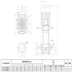 پمپ آب پنتاکس طبقاتی عمودی مدل U 18 SLG-1000/11T