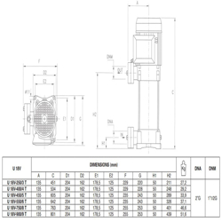 پمپ آب پنتاکس طبقاتی عمودی مدل U 18 V/ L -900/9T