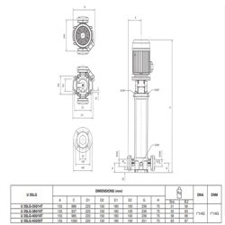 پمپ آب پنتاکس طبقاتی عمودی مدل U 3 SLG-450/20T