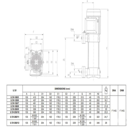 پمپ آب پنتاکس طبقاتی عمودی مدل U 3 V/ L - 120/6T