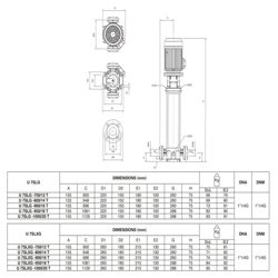 پمپ آب پنتاکس طبقاتی عمودی مدل U 7 SLXG-1000/20T