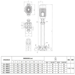 پمپ آب پنتاکس طبقاتی عمودی مدل U 9 SLG-900/16T