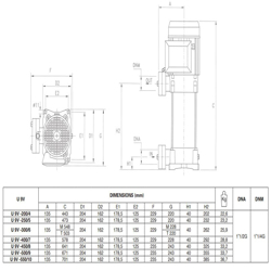 پمپ آب پنتاکس طبقاتی عمودی مدل U 9 V- L -200-4T